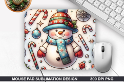 Snowman Mouse Pad Sublimation, Christmas Mouse Pad PNG Product Image 1
