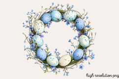 Baby Blue Easter Watercolor Clipart PNG Product Image 1