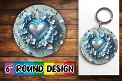 Radiant Round Car Coaster Sublimation, 3D Heart Product Image 1