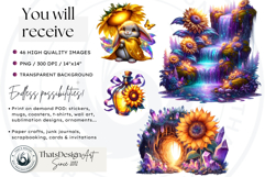 Enchanted Woodland Animals &amp; Sunflowers Clipart PNG Product Image 2