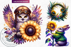 Enchanted Woodland Animals &amp; Sunflowers Clipart PNG Product Image 4