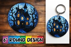 Elegant Halloween Stained Glass Keychain Round Design Product Image 1