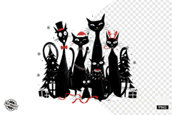 Whimsical Christmas Cats Clipart Product Image 1