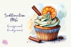 Orange Cinnamon Cupcake PNG Sublimation Fall Baking Clipart Product Image 1