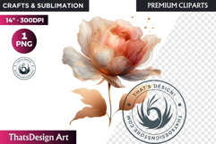 Rose Gold Pink flowers Clipart, Abstract Flowers Wedding PNG Product Image 1