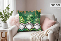 Three Gnomes Leprechaun Hats Pillow PNG Sublimation Design Product Image 1