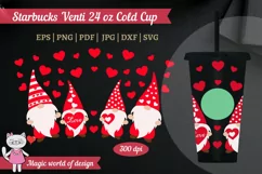 Gnome & Heart SVG for tumbler Full Wrap Venti Cold Cup 24oz Product Image 2