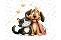 Dog and Cat Friends PNG, Cute Pet Clipart, Funny Animal Art Product Image 5