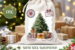 Vintage Christmas Tree Santa Sack, Watercolor Christmas PNG Product Image 1