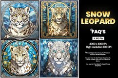 Snow Leopard Stained Glass Square Coaster - 4 Variations Product Image 2