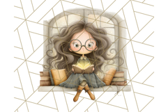 Whimsical Library Clipart with Cozy Readers and Books Product Image 5