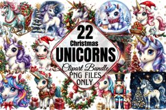 Christmas Unicorns Clipart Bundle Product Image 1