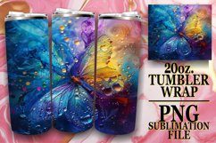 Sparkly Butterfly Tumbler Wrap Art PNG 20oz Product Image 1