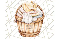 Cozy Laundry Day Clipart PNG Pastel Home Decor, Home Png Product Image 5