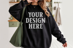 Black Gildan 18000 Crewnwck Sweatshirt Mockup, gildan 18000 Product Image 1
