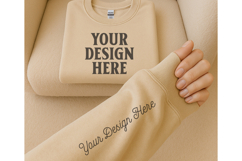 Gildan 18000 Sand Sleeve Sweatshirt Mockup Product Image 1