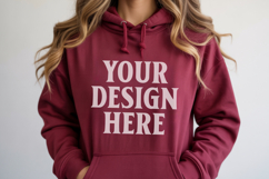 Maroon Gildan 18500 Hoodie Sweatshirt Mockup, Unisex Product Image 1