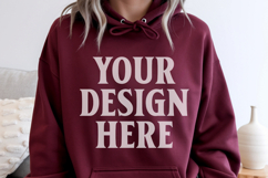 Maroon Gildan 18500 Hoodie Mockup, Unisex Sweatshirt Mo Product Image 1