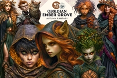 Obsidian Ember Grove Dark Autumn Fantasy Clipart PNG for RPG Product Image 15