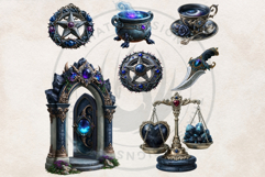 Obsidian Witches Clipart Dark Fantasy PNG Set Product Image 11