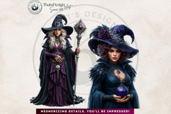 Obsidian Witches Clipart Dark Fantasy PNG Set Product Image 12