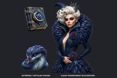 Obsidian Witches Clipart Dark Fantasy PNG Set Product Image 3