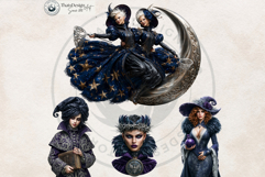 Obsidian Witches Clipart Dark Fantasy PNG Set Product Image 6