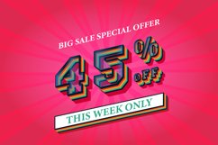 45 percent off big sale banner template 3d text effect, Product Image 1