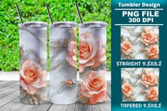 3D Rose Tumbler 20oz skinny wrap design, Tumbler design Product Image 1