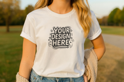 Women Outdoor Casual T-Shirt Mockup PSD JPG Product Image 1