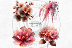 Pink Rose Gold flower Clipart, Abstract Flowers Wedding PNG Product Image 10