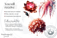 Pink Rose Gold flower Clipart, Abstract Flowers Wedding PNG Product Image 2