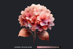 Pink Rose Gold flower Clipart, Abstract Flowers Wedding PNG Product Image 3