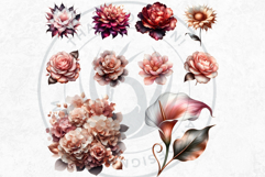 Pink Rose Gold flower Clipart, Abstract Flowers Wedding PNG Product Image 7