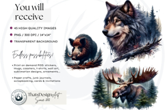 Watercolor Wild Animals Clipart, Forest Wildlife PNG Bundle Product Image 2