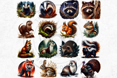Watercolor Wild Animals Clipart, Forest Wildlife PNG Bundle Product Image 5
