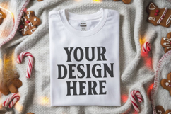 Gildan 64000 White Folded Christmas Flat Lay T-shirt Product Image 1