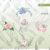 Floral Watercolor clipart, flower clipart, pink clip art Product Image 2