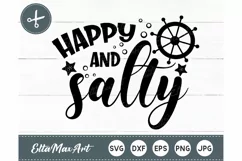 Happy and salty Svg, Summer svg, Beach svg, Summer shirt Product Image 2
