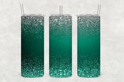 Aqua Grey Sparkle Glitter Tumbler Wrap Sublimation Product Image 1