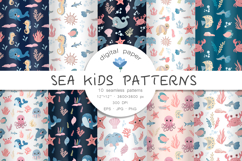 Cute sea animals. Seamless pattern. Kids digital paper Product Image 1