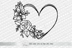 Floral Heart Wreath SVG | Valentine's Day Heart Wreath SVG | Product Image 3