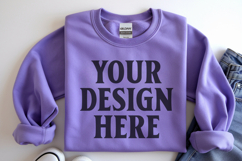 Gildan 18000 Purple Folded Flat Lay Mockups Product Image 1
