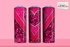 Valentine Sequin Heart 20 oz Sublimation Tumbler Wrap Png Product Image 2
