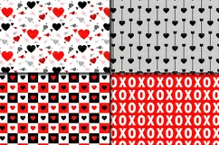Red and Black Valentine Digital paper Pack with hearts and arrows / Valentine backgrounds / Valentine patterns Product Image 2