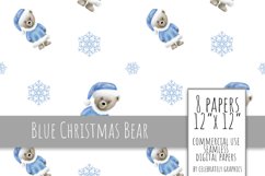 Blue Christmas Bear Digital Paper Product Image 5