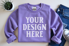 Gildan 18000 Purple Folded Flat Lay Mockups Product Image 1