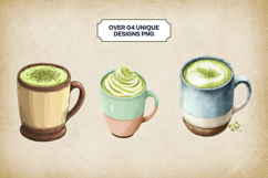 Matcha Hot Chocolate Clipart Bundle 4 PNG Product Image 3