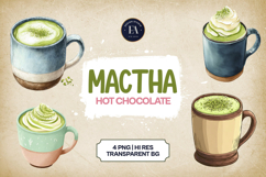 Matcha Hot Chocolate Clipart Bundle 4 PNG Product Image 1