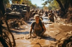 The Aftermath Of Floods People Running And Help Out Product Image 1